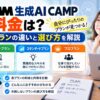 DMM生成AI CAMPの料金と3つのプランの違い、目的に合ったプランの選び方を紹介するイメージ