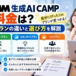 DMM生成AI CAMPの料金と3つのプランの違い、目的に合ったプランの選び方を紹介するイメージ
